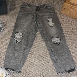 Light wash grey jeans, straight leg, high rise